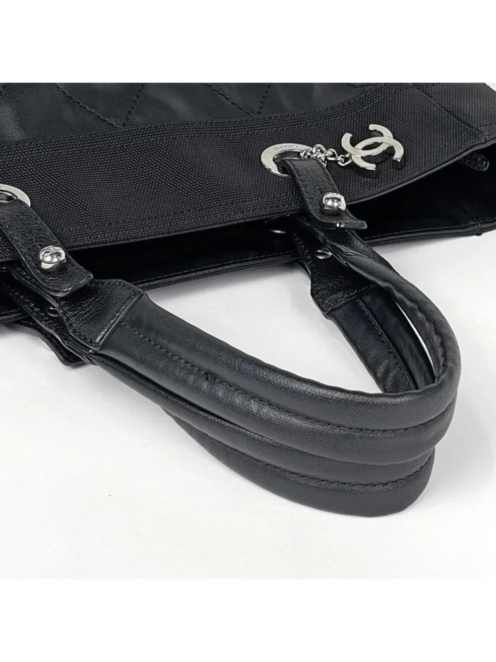 Chanel Paris Biarritz Tote MM CC Logo Black